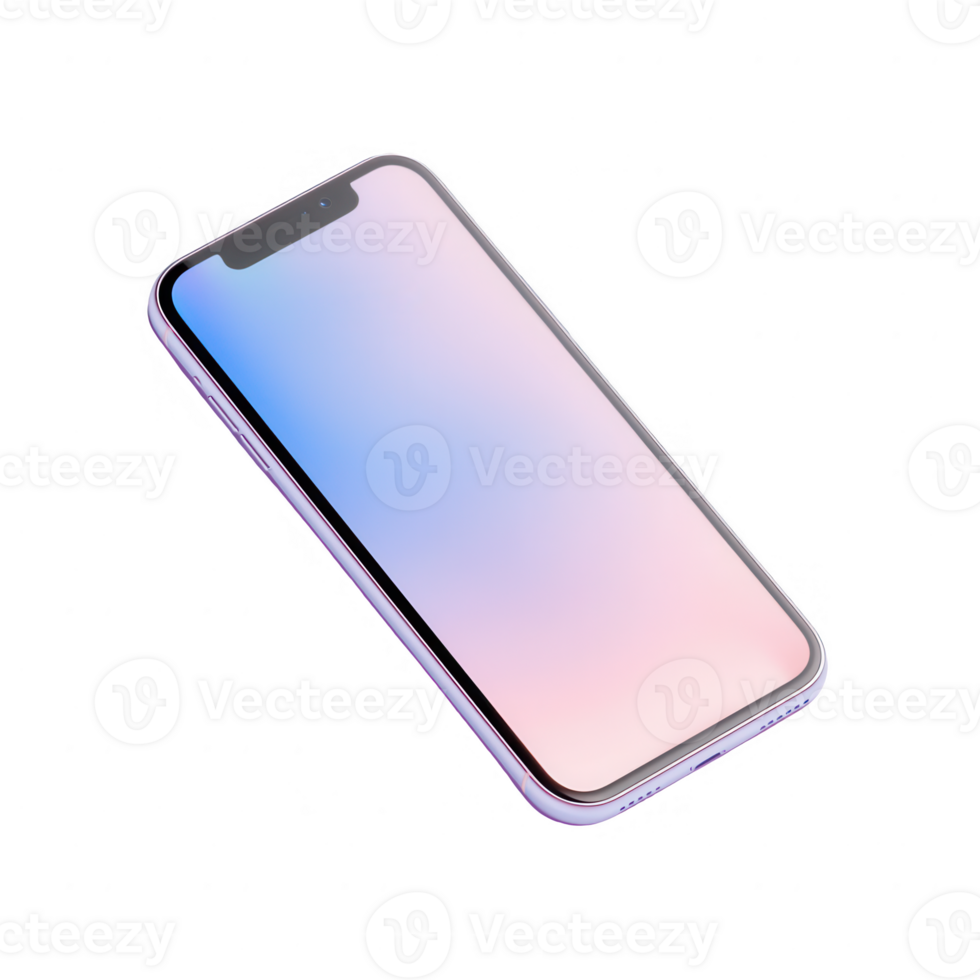 Stylish smartphone with a vibrant gradient screen on a clean background. png