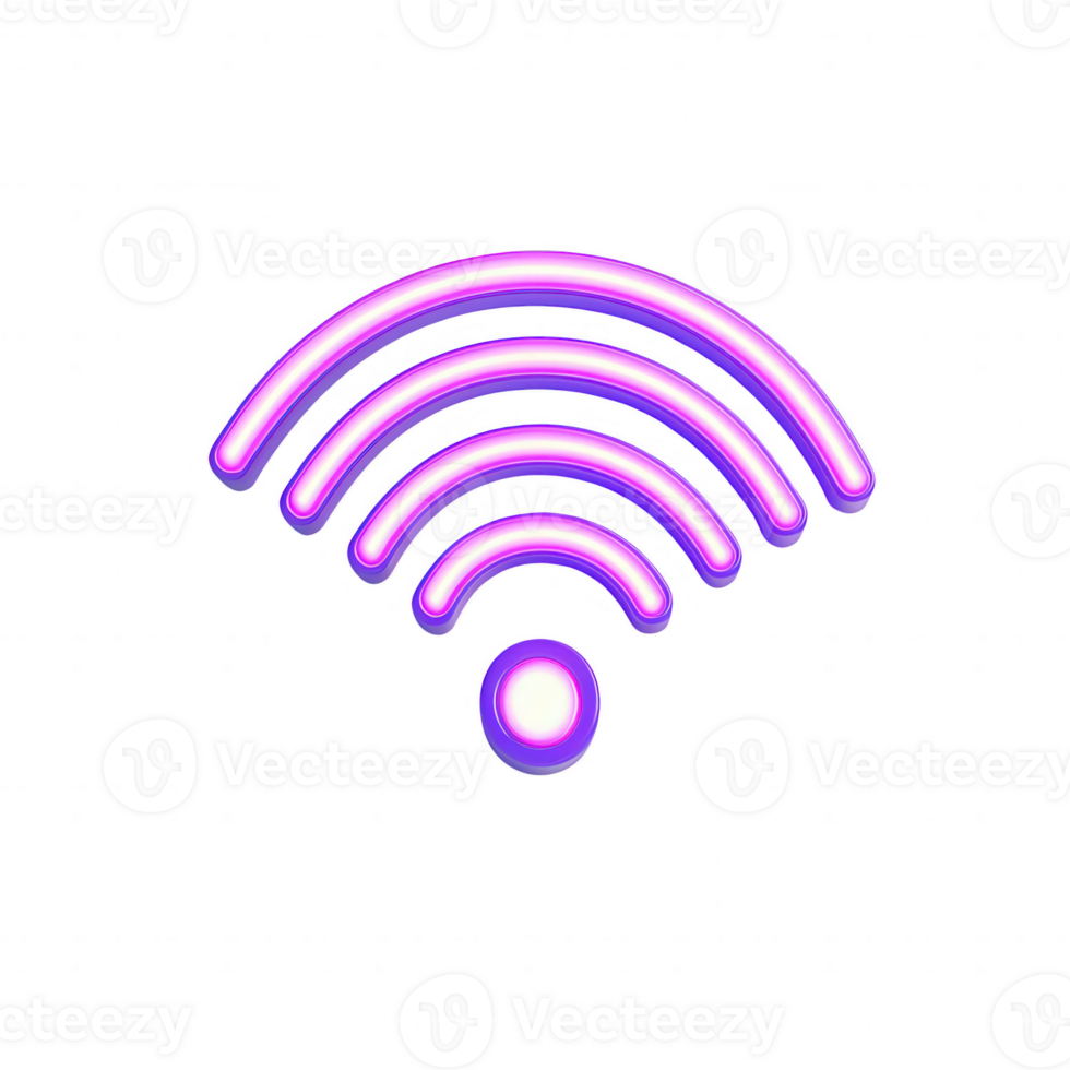 Stylized wifi symbol in vibrant purple hues, representing connectivity and modernity. png