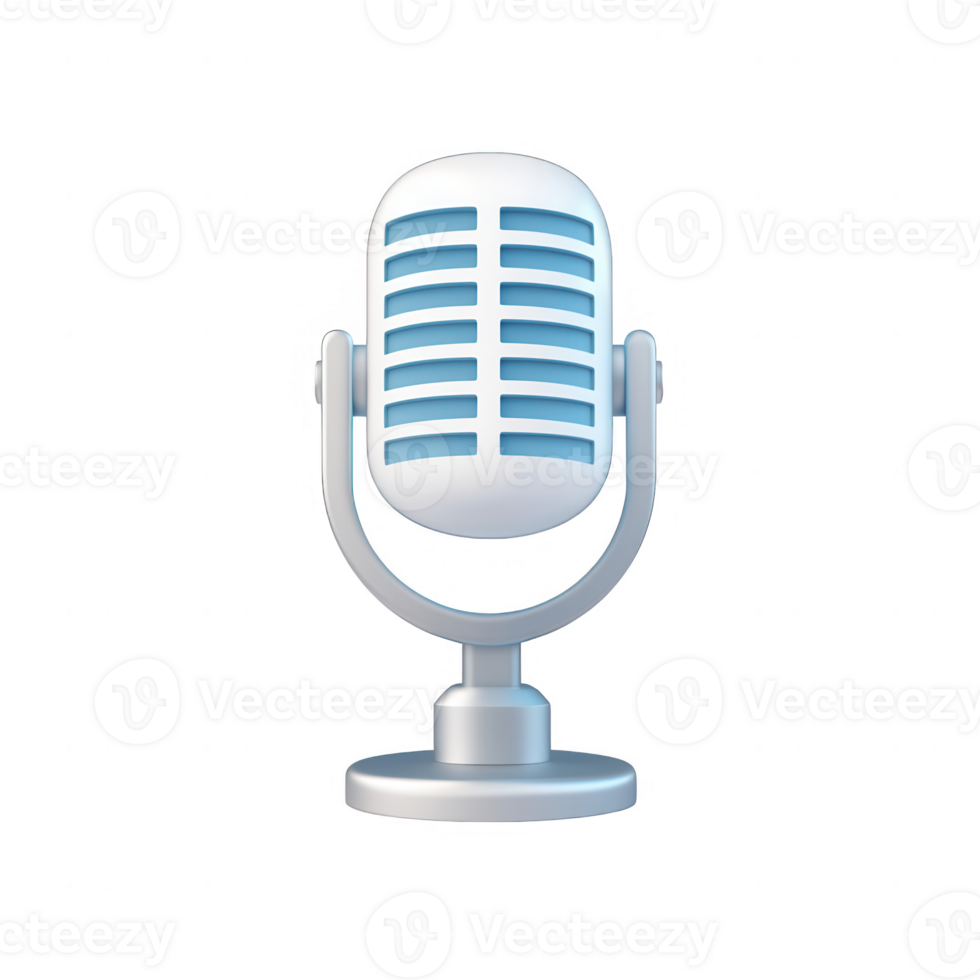 Vintage-style microphone on a sleek stand, ideal for recording audio or performances. png