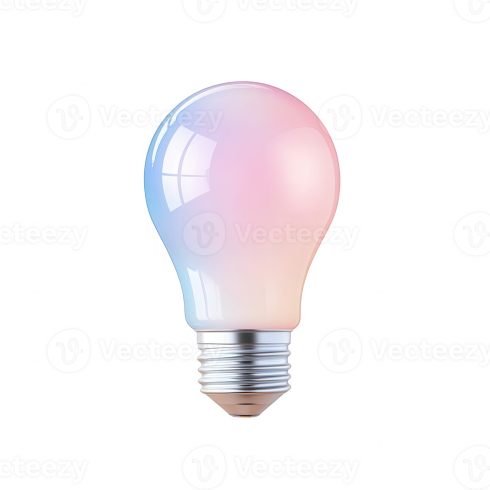 A beautiful, softly glowing light bulb with a pastel color gradient. png