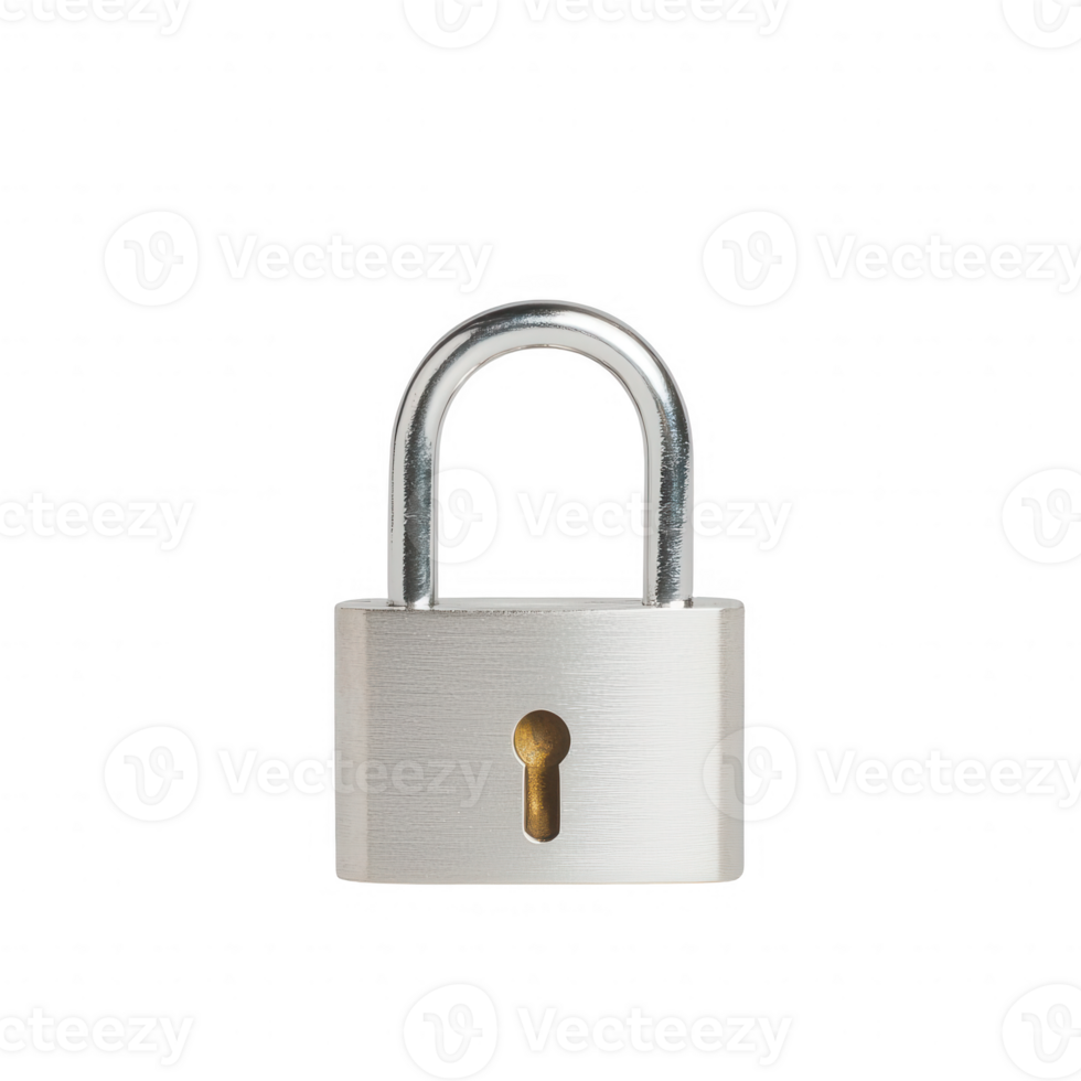 A close-up view of a metallic padlock symbolizing security and privacy. png
