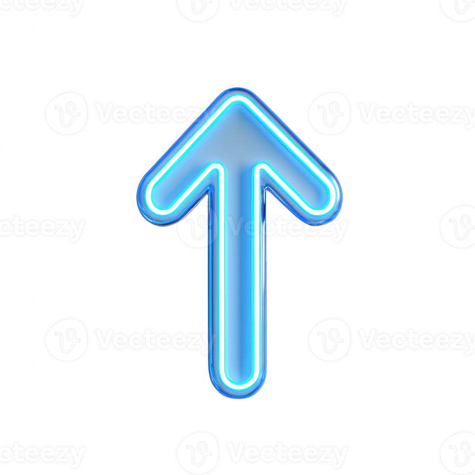 A glowing blue arrow symbol, perfect for digital designs and user interfaces. png