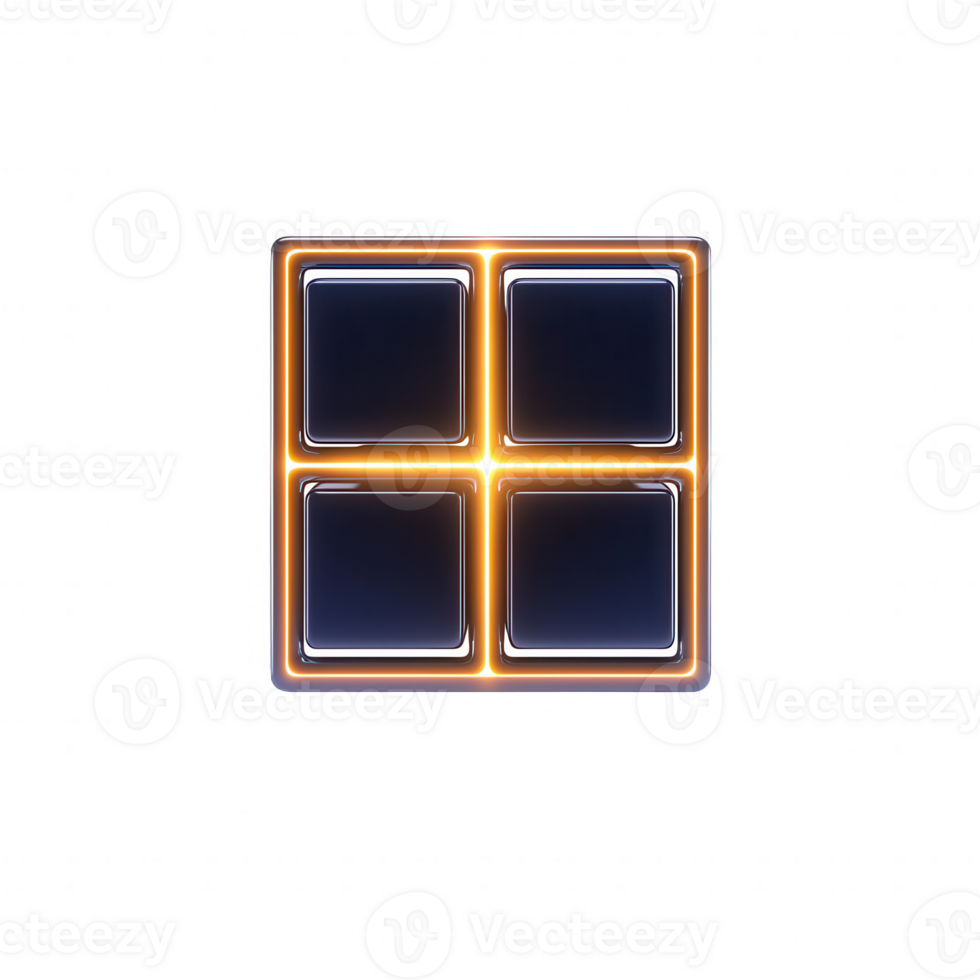 A glowing neon grid with four squares, showcasing modern design elements. png