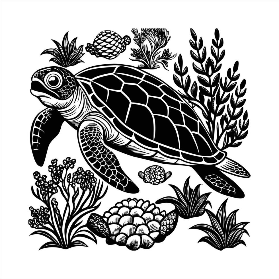 Sea Turtle Swimming Vectors