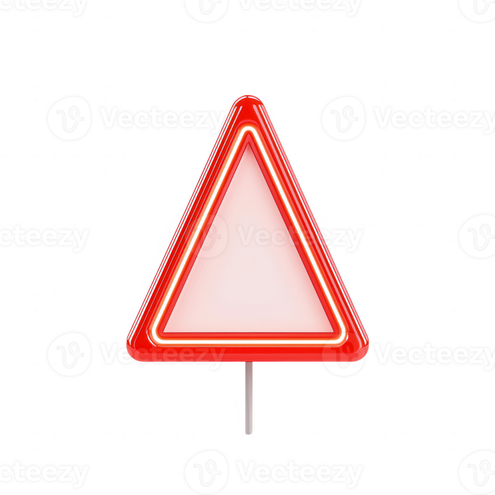 Bright red triangular traffic sign indicating caution and safety on the road. png