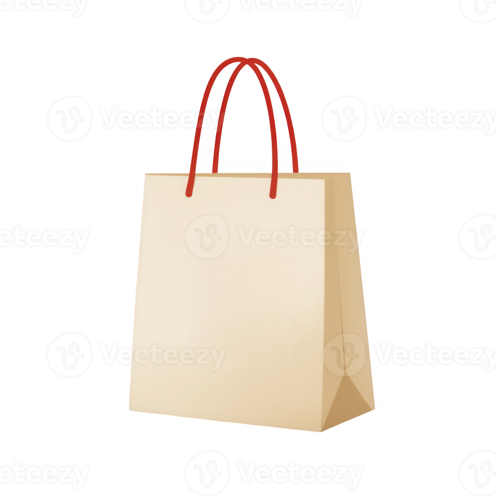 A stylish and simple shopping bag with red handles, perfect for eco-friendly shoppers. png