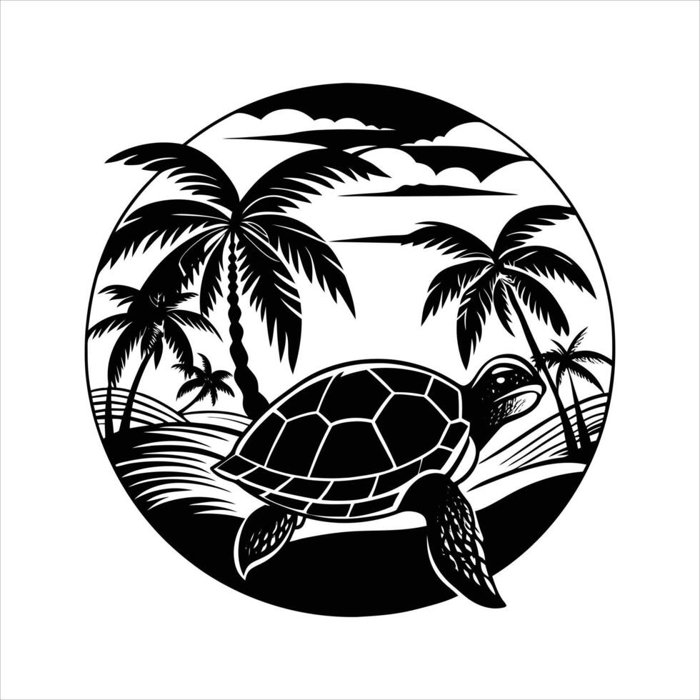 Beach Sea Turtle Silhouette vector