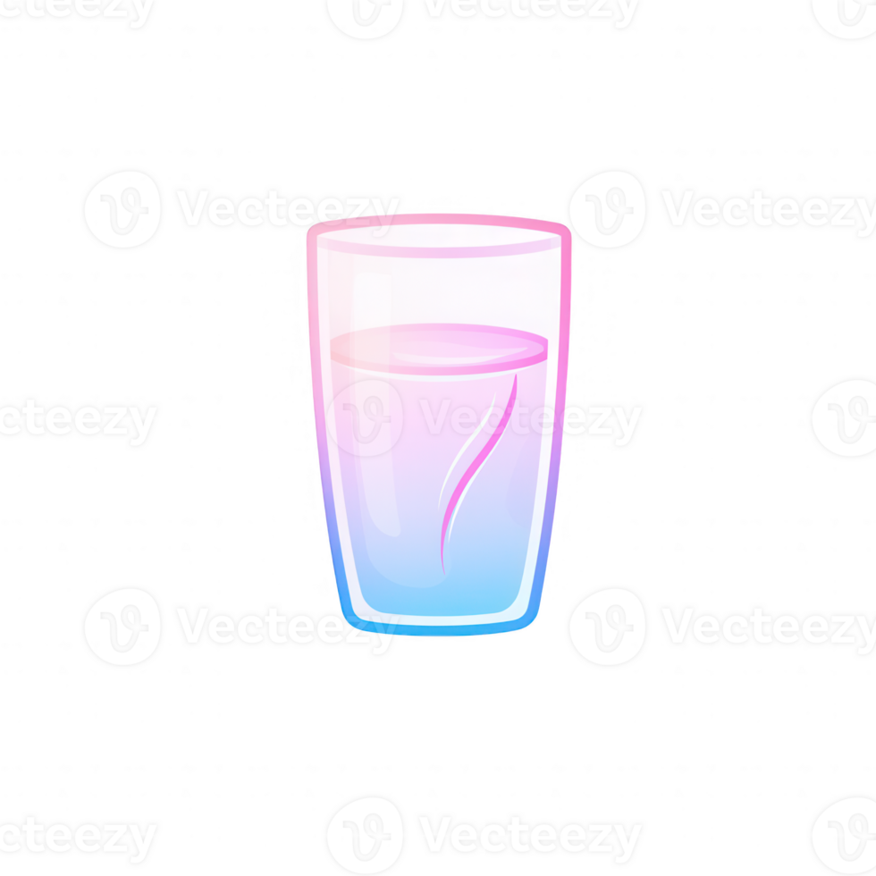 A vibrant glass of water with a colorful gradient design. png