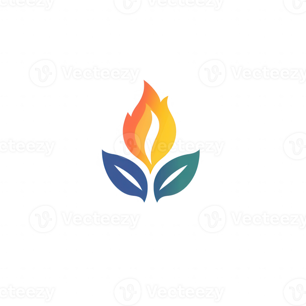 A vibrant logo design featuring a flame intertwined with leaves, symbolizing nature. png