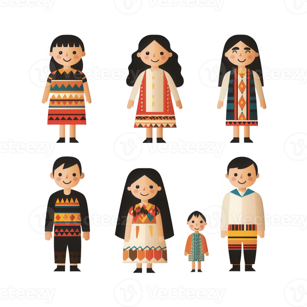 Diverse group of individuals in traditional attire celebrating cultural heritage. png