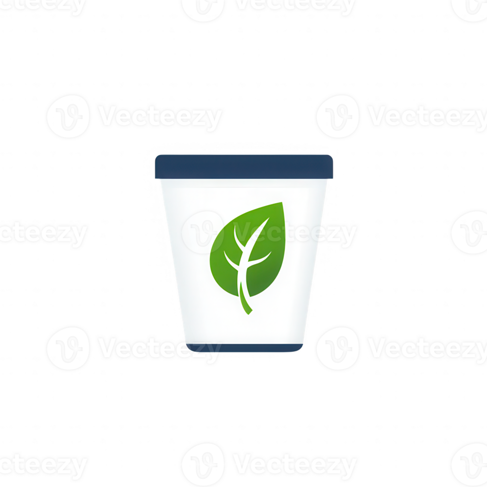 Eco-friendly cup design with leaf symbol, promoting sustainability and green initiatives. png