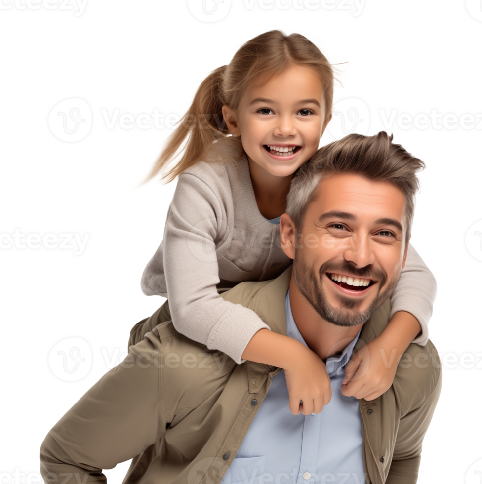 Piggy Back Ride Father and Daughter Isolated on Transparent Background png