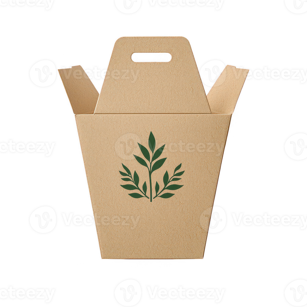 Eco-friendly takeout box with a leaf design, perfect for sustainable dining. png