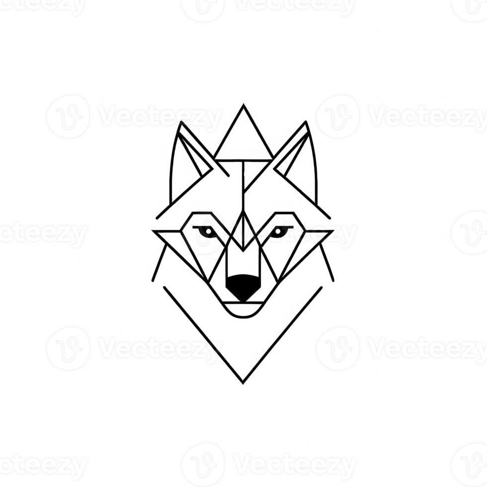 Geometric wolf head design with sharp lines and an abstract look. png