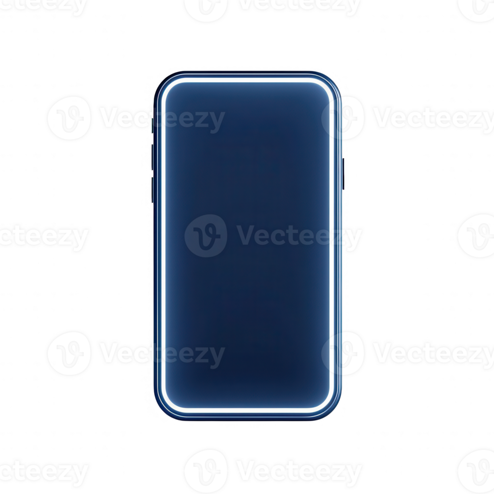 Futuristic smartphone design with a sleek, illuminated edge on a dark background. png