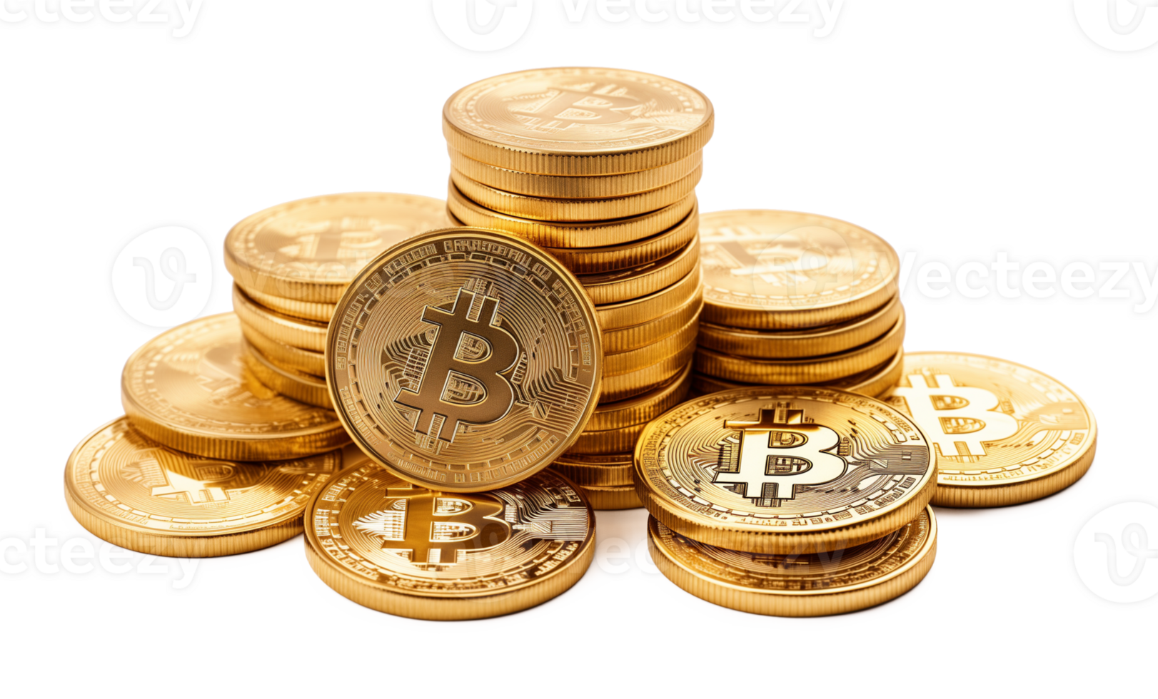 Stack of Bitcoin Isolated on Transparent Background png