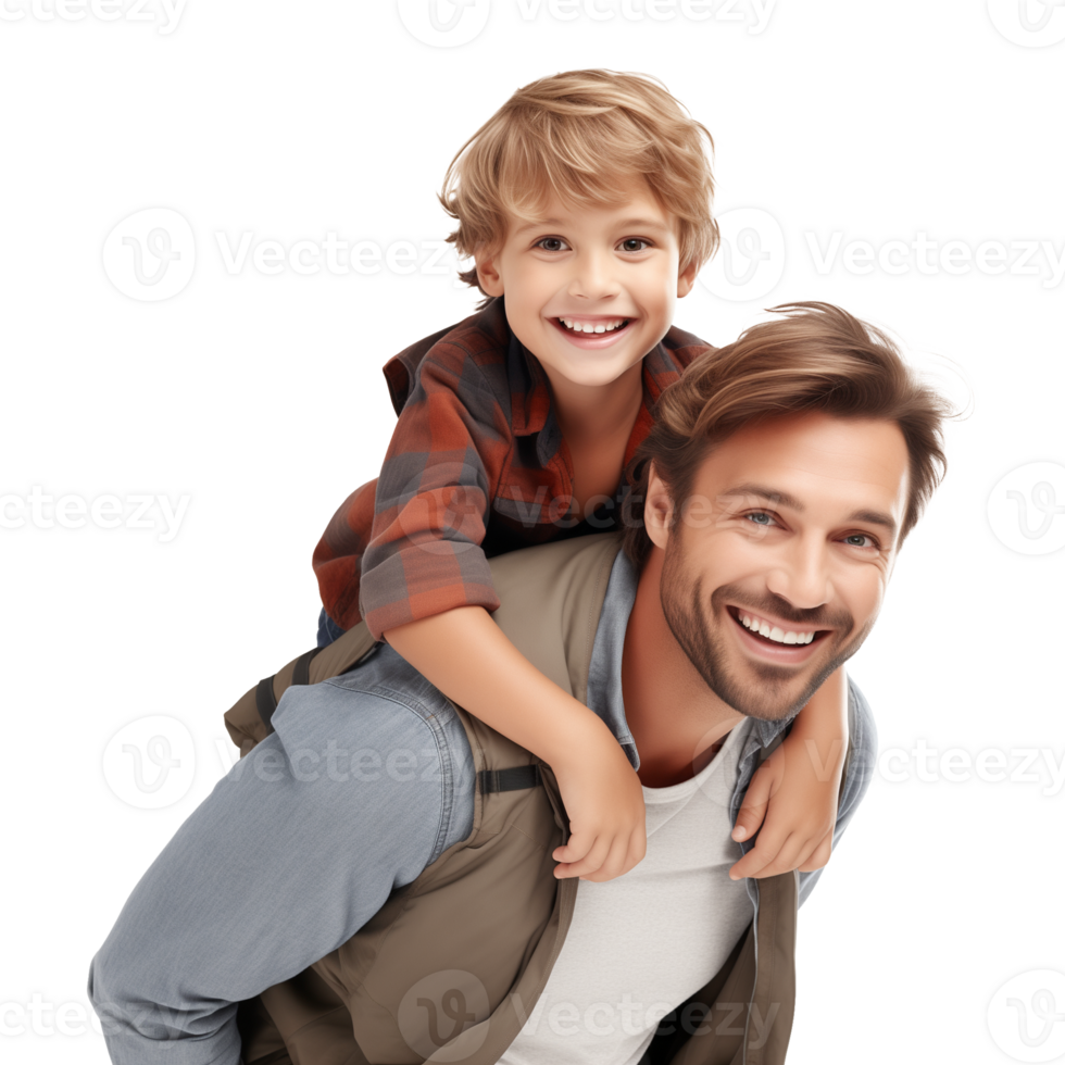 Piggy Back Ride Father and Son Isolated on Transparent Background png
