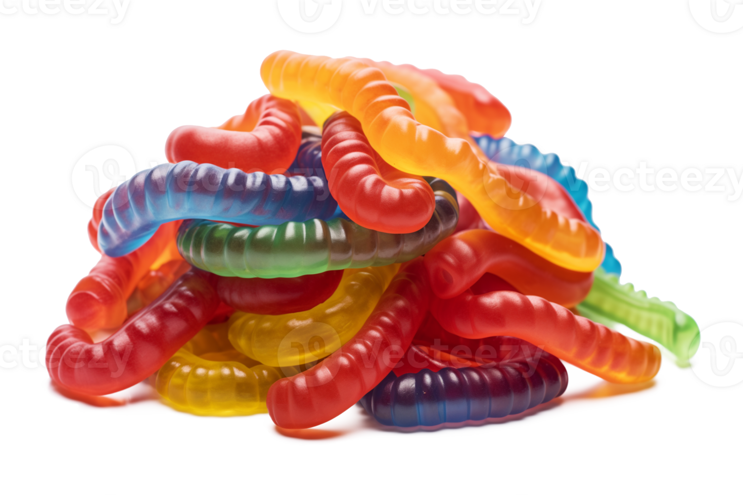 Gummy Worm Pile Isolated on Transparent Background png