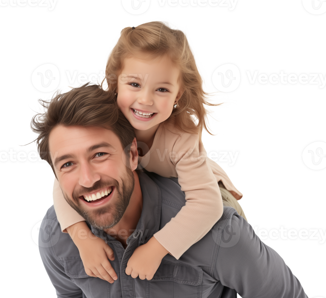 Daughter and Father Piggy Back Ride Isolated on Transparent Background png