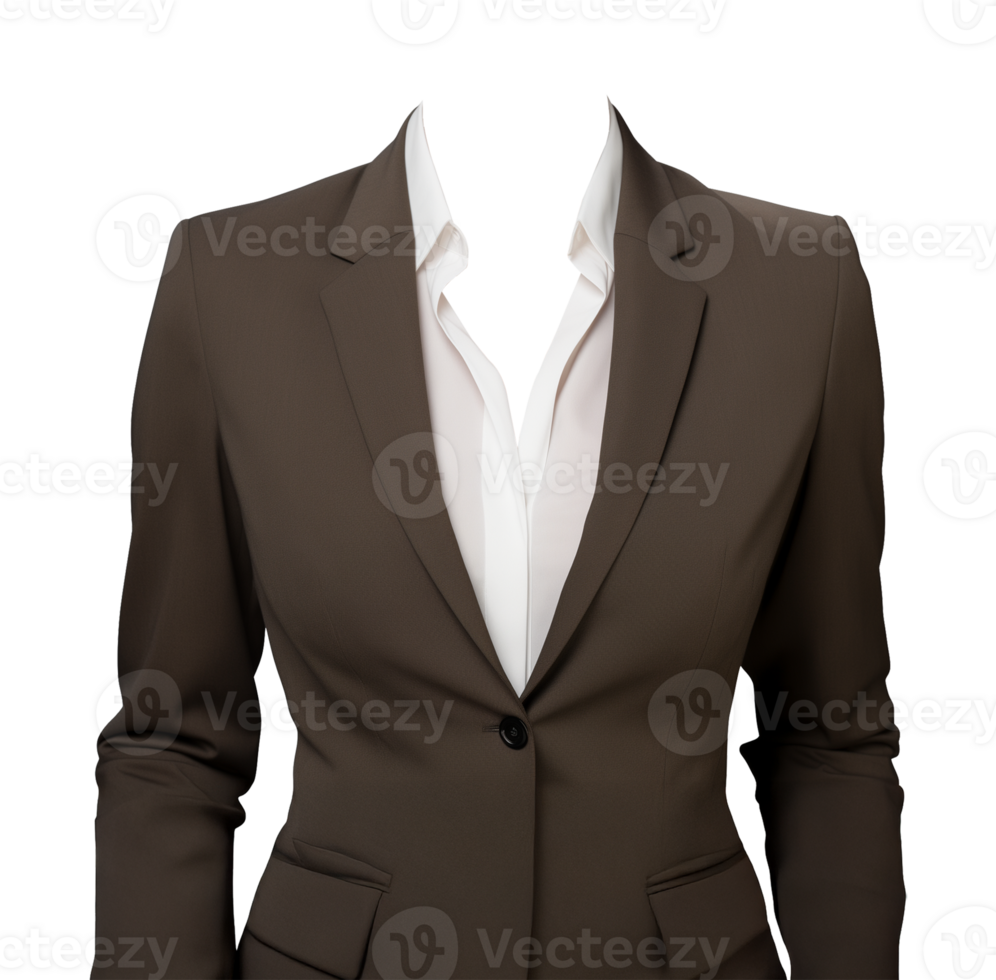 Casual Suit Businesswoman Attire Mockup for Portrait ID Passport Isolated on Transparent Background png