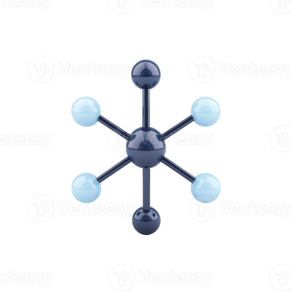 Stylized molecular structure representation in vibrant colors on a transparent background. png
