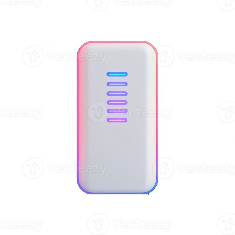 Modern, sleek power bank with glowing lights for charging devices on the go. png