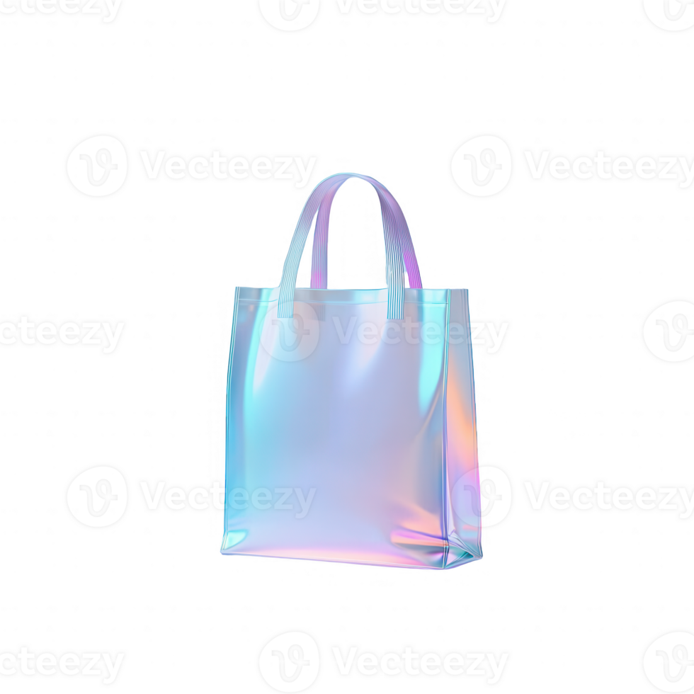 Stylish transparent bag with iridescent glow for modern fashion enthusiasts. png