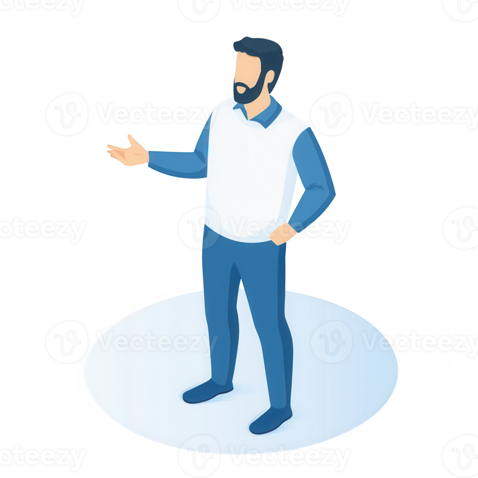 Professional man giving a presentation with confidence and clarity in a modern setting. png