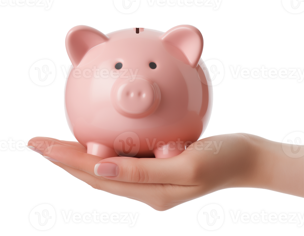 Hand Holding Piggy Bank Isolated on Transparent Background png