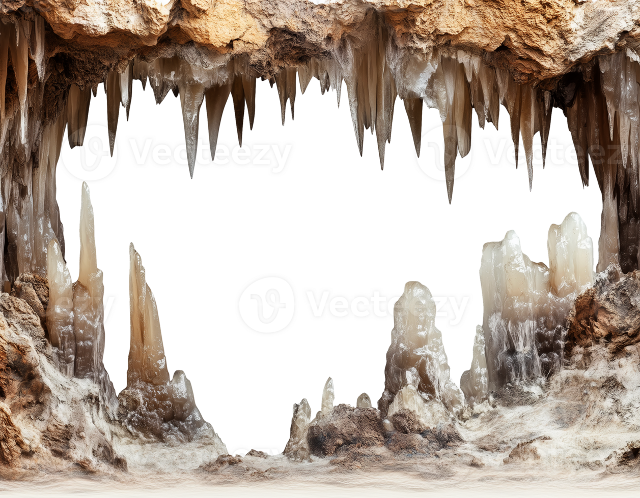 Stalactite and Stalagmite Inside Cave Isolated on Transparent Background png