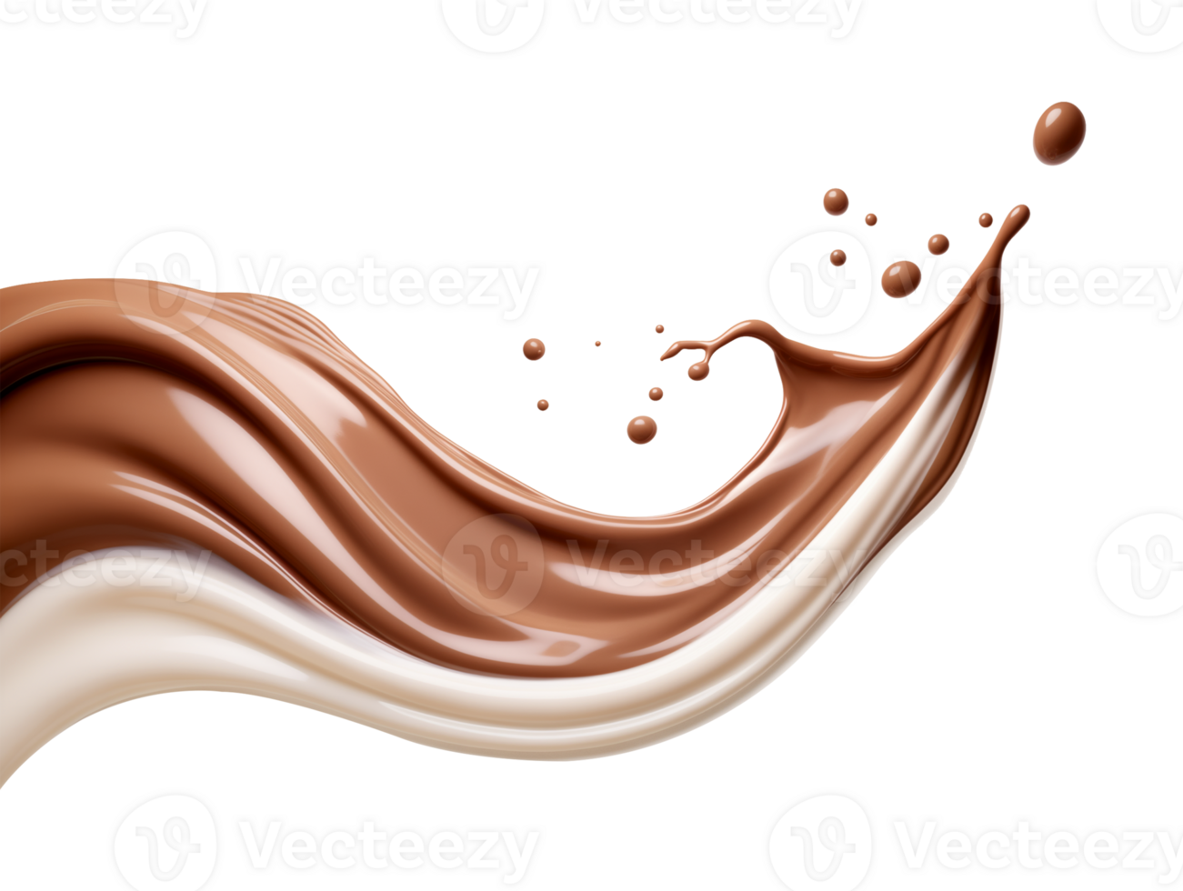 Milk and Chocolate Mix Wave Isolated on Transparent Background png