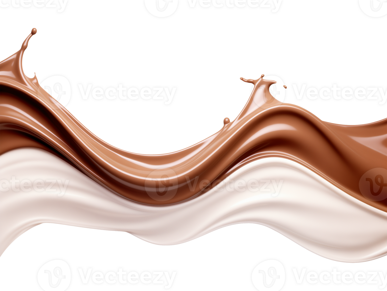 Milk and Chocolate Mixing Wave Isolated on Transparent Background png