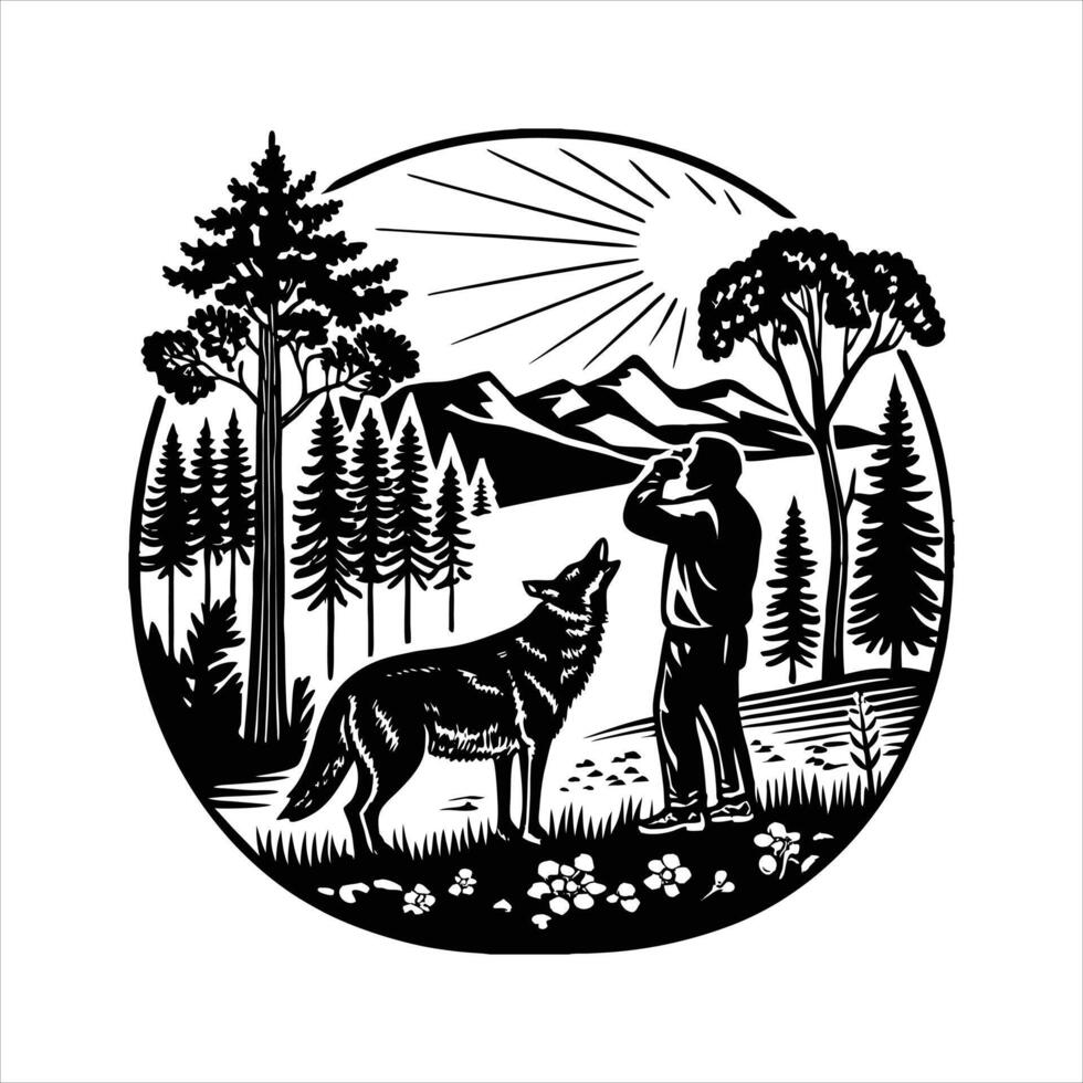 Wolf Standing Forest vector