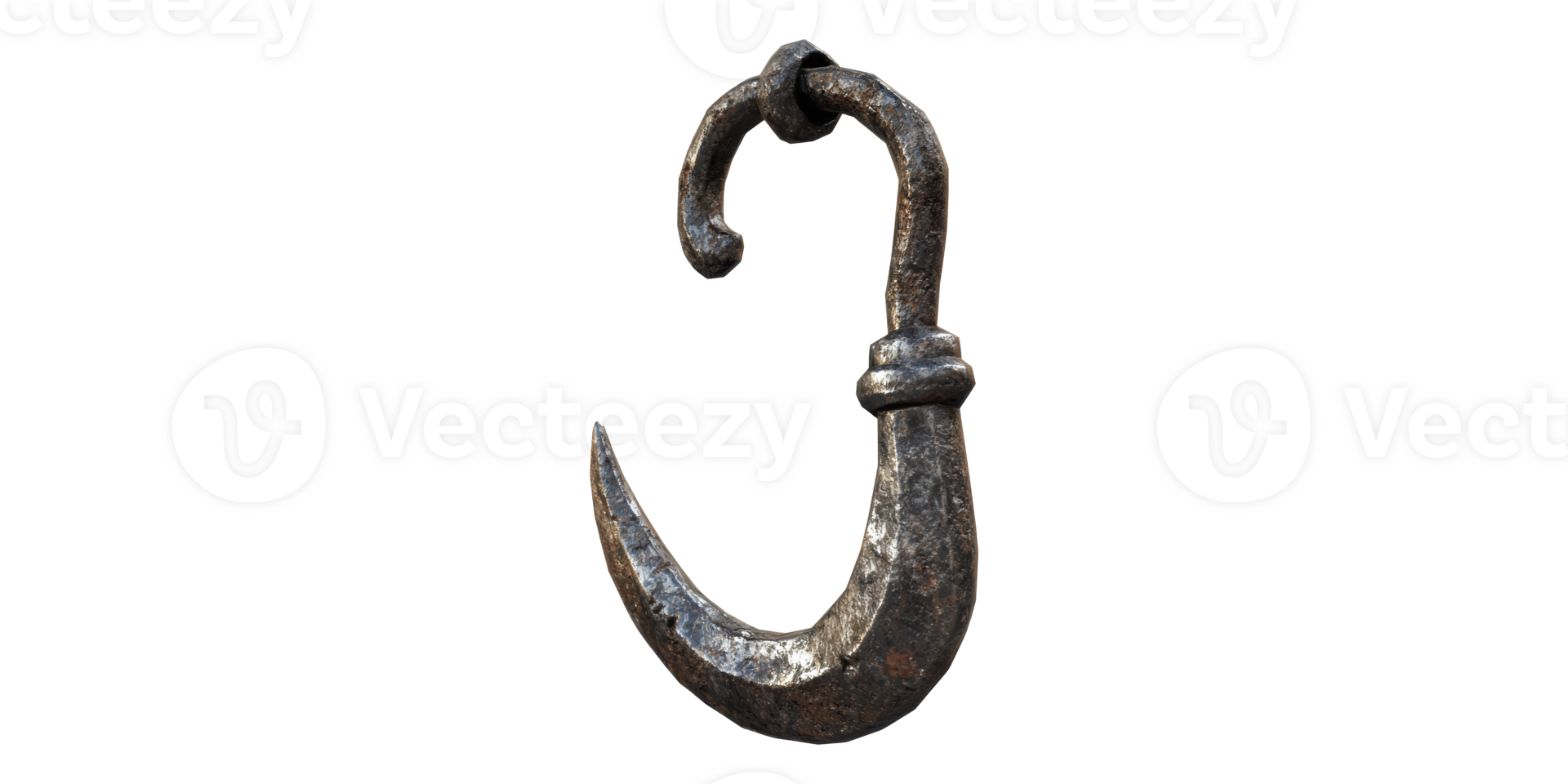 Rusty metal hook isolated on transparent background png