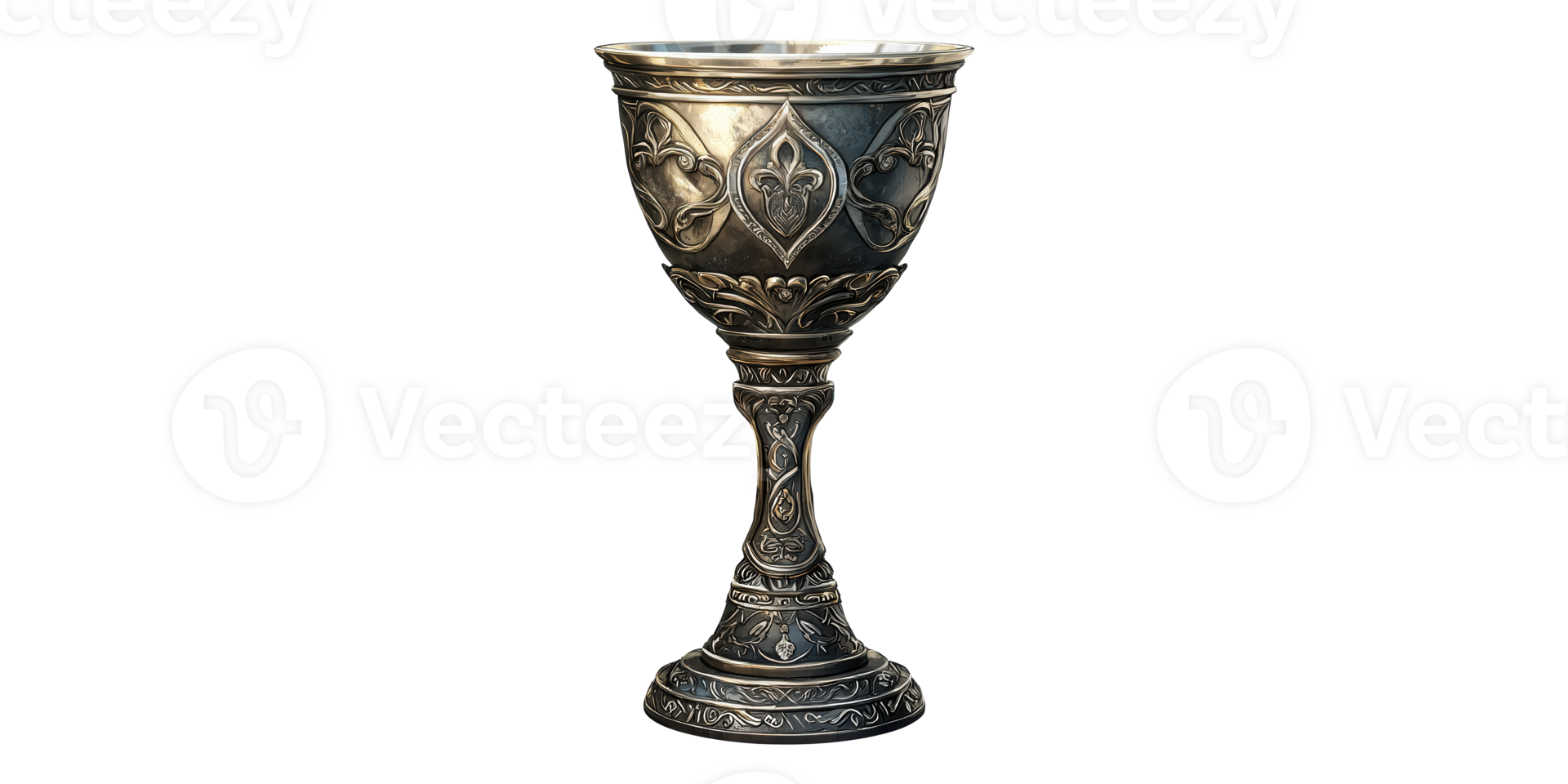 Ornate silver chalice with intricate design isolated on transparent background png