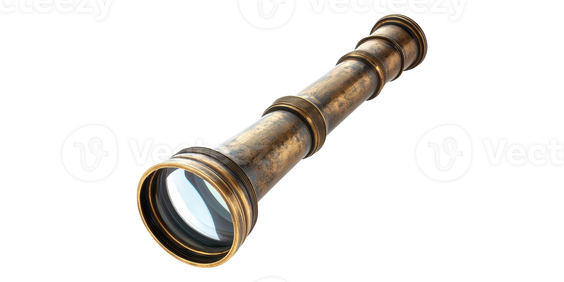Antique brass telescope isolated on transparent background png