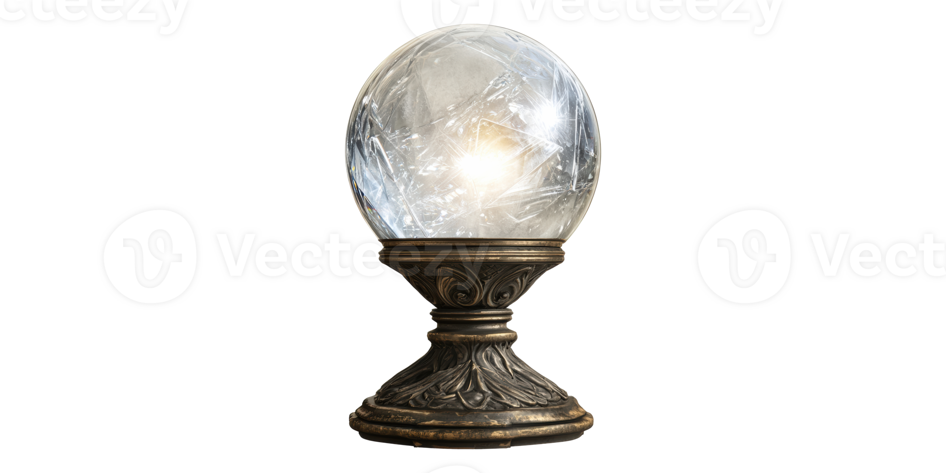 Crystal ball with ornate stand isolated on transparent background png
