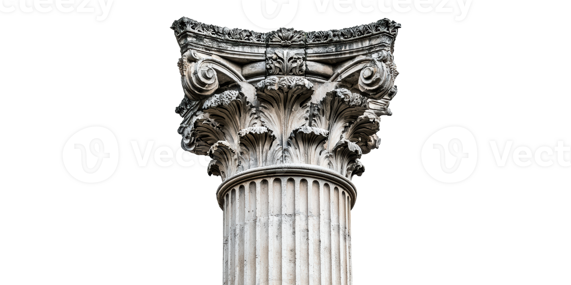 Corinthian column capital design isolated on transparent background png