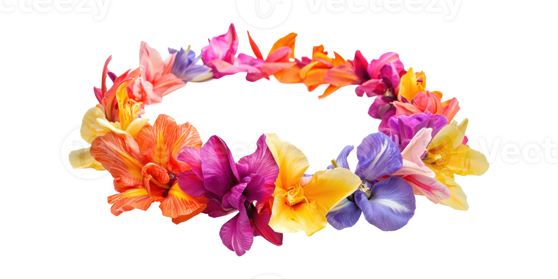 Colorful floral lei isolated on transparent background png