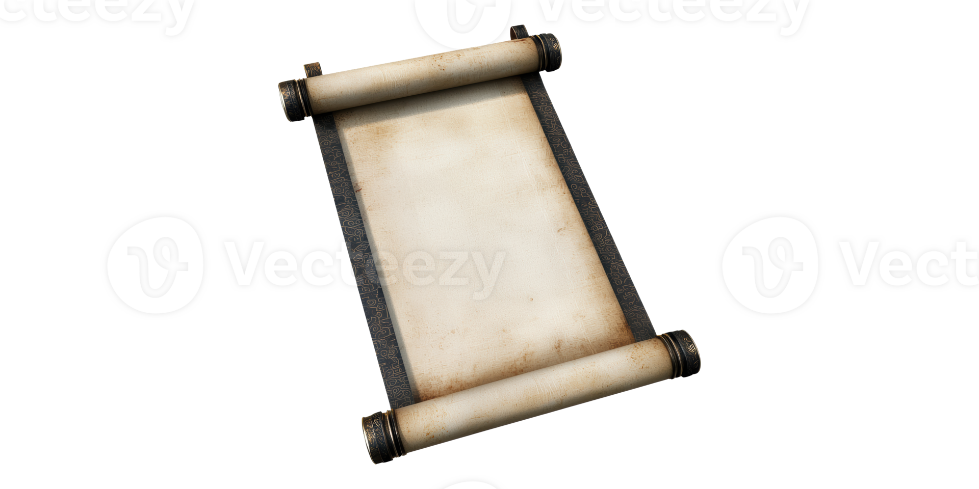 Ancient rolled paper scroll isolated on transparent background png