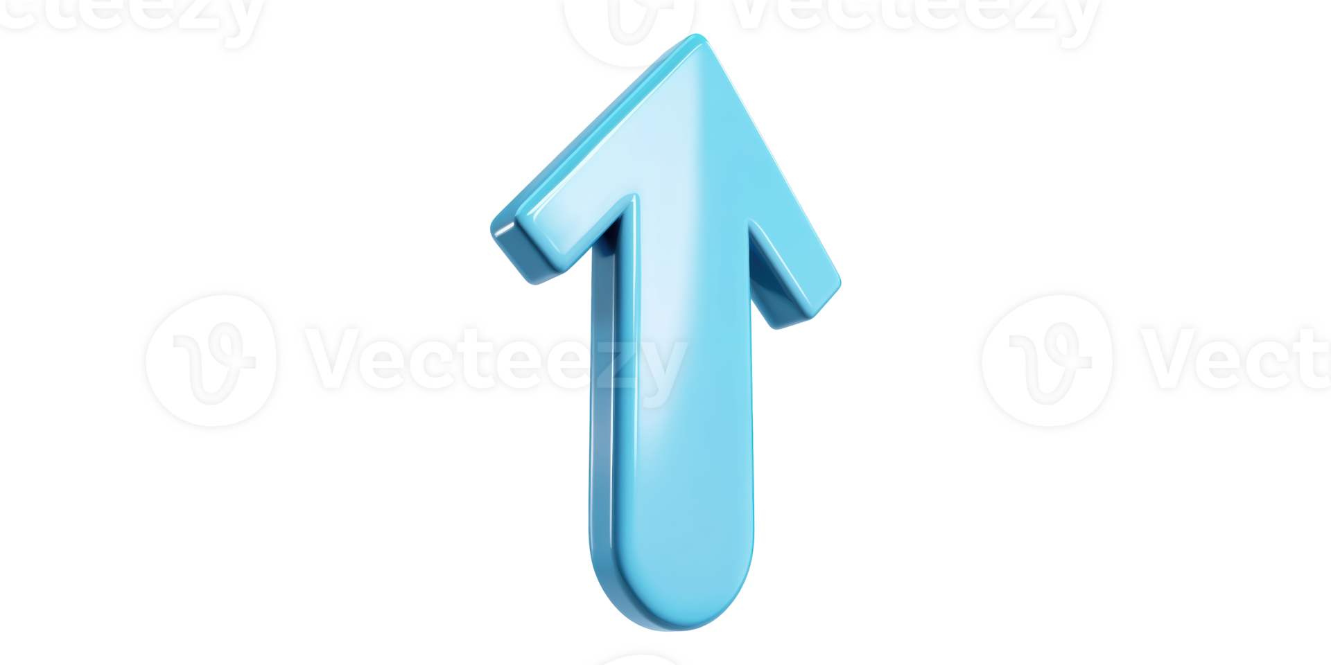 Blue 3d arrow pointing upward isolated on transparent background png