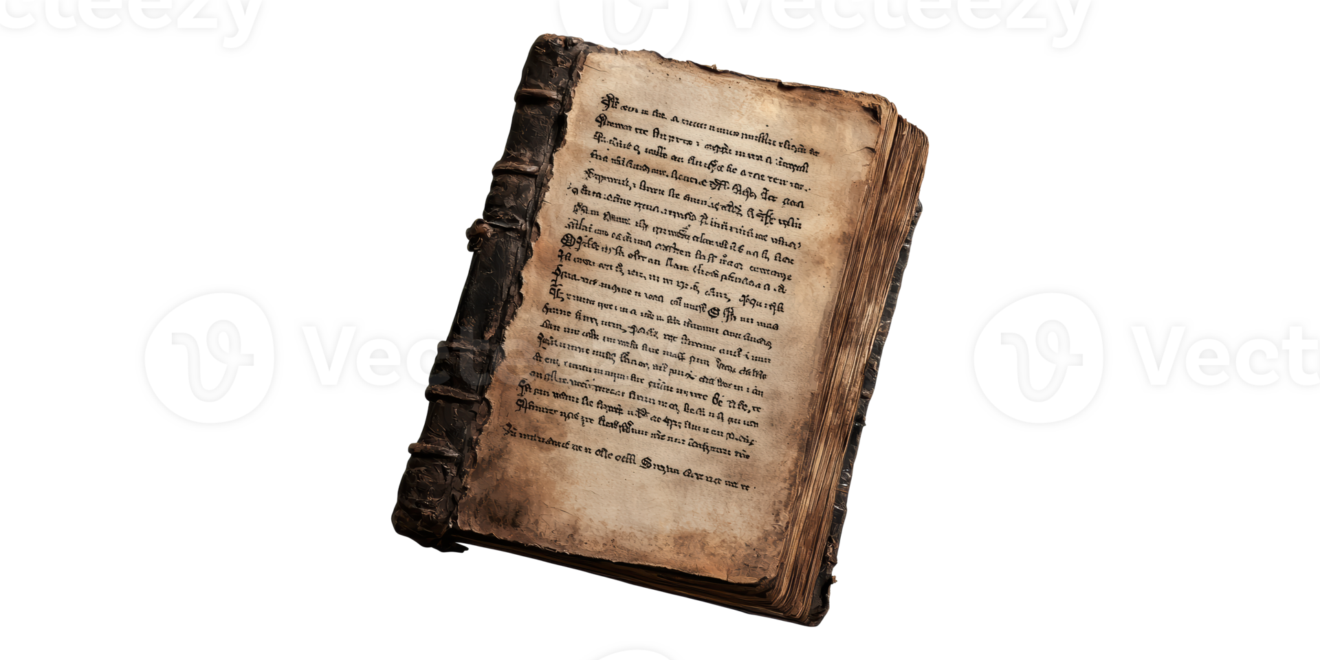 Ancient open book with old text isolated on transparent background png