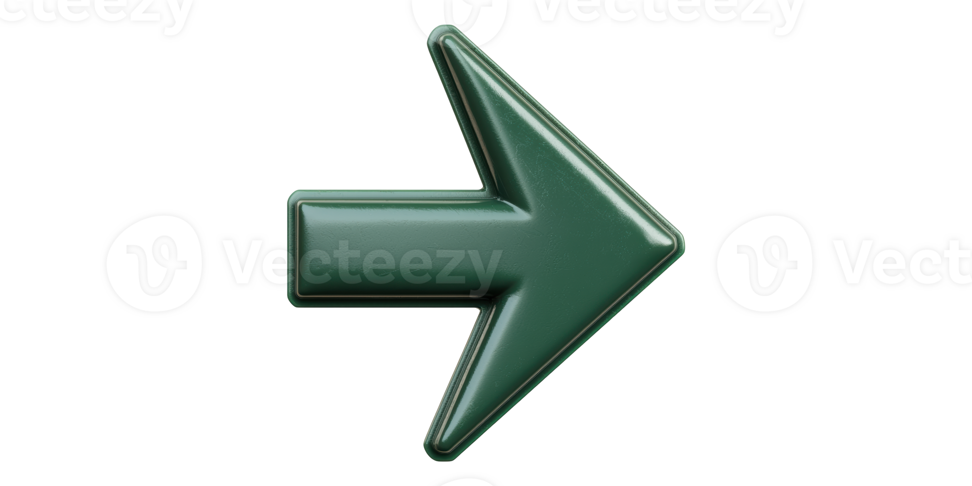 Green 3d right arrow isolated on transparent background png