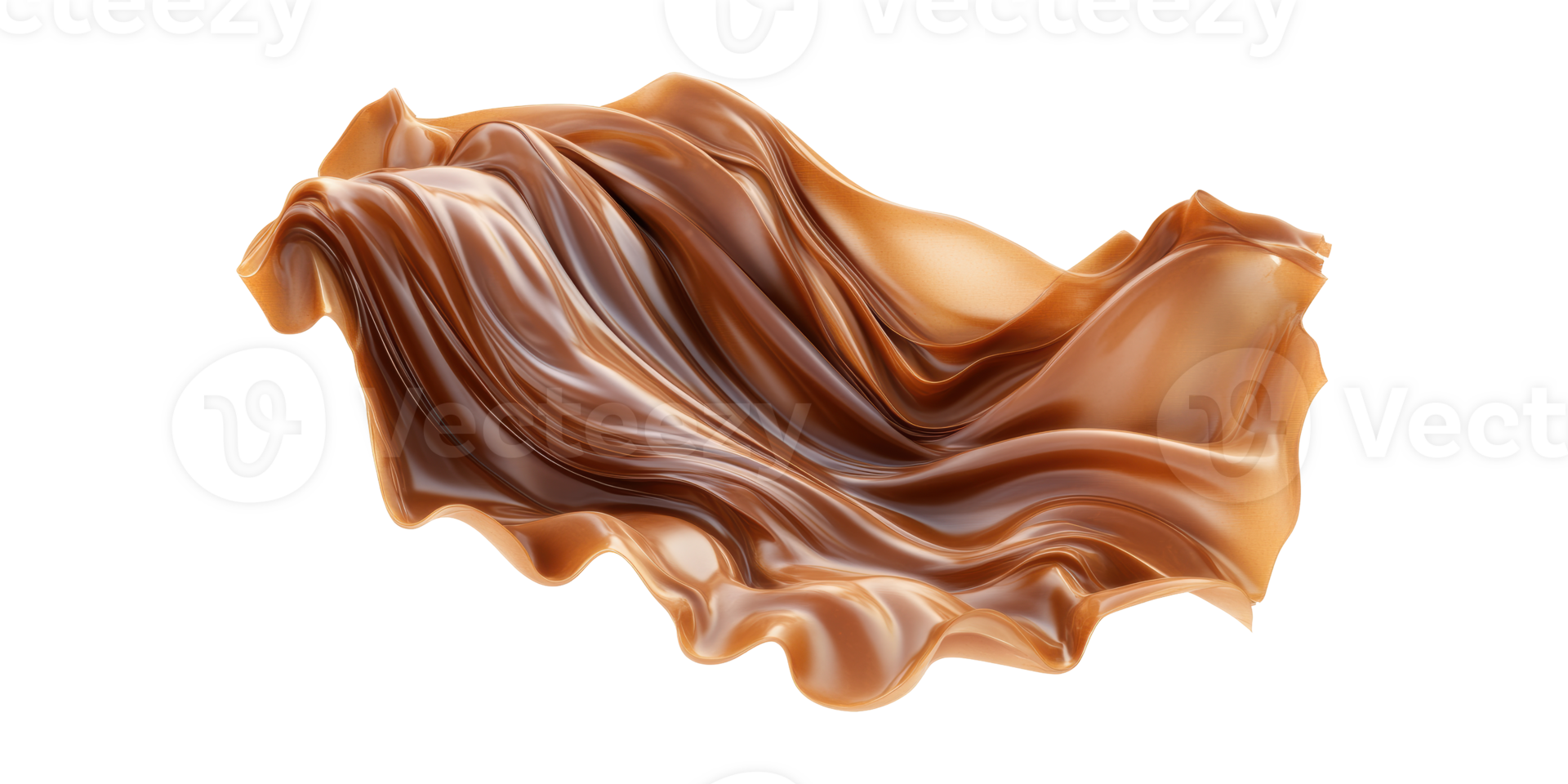 Flowing chocolate fabric abstract shape isolated on transparent background png