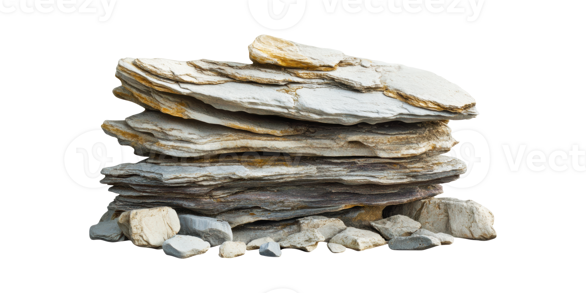 Stack of natural stones isolated on transparent background png