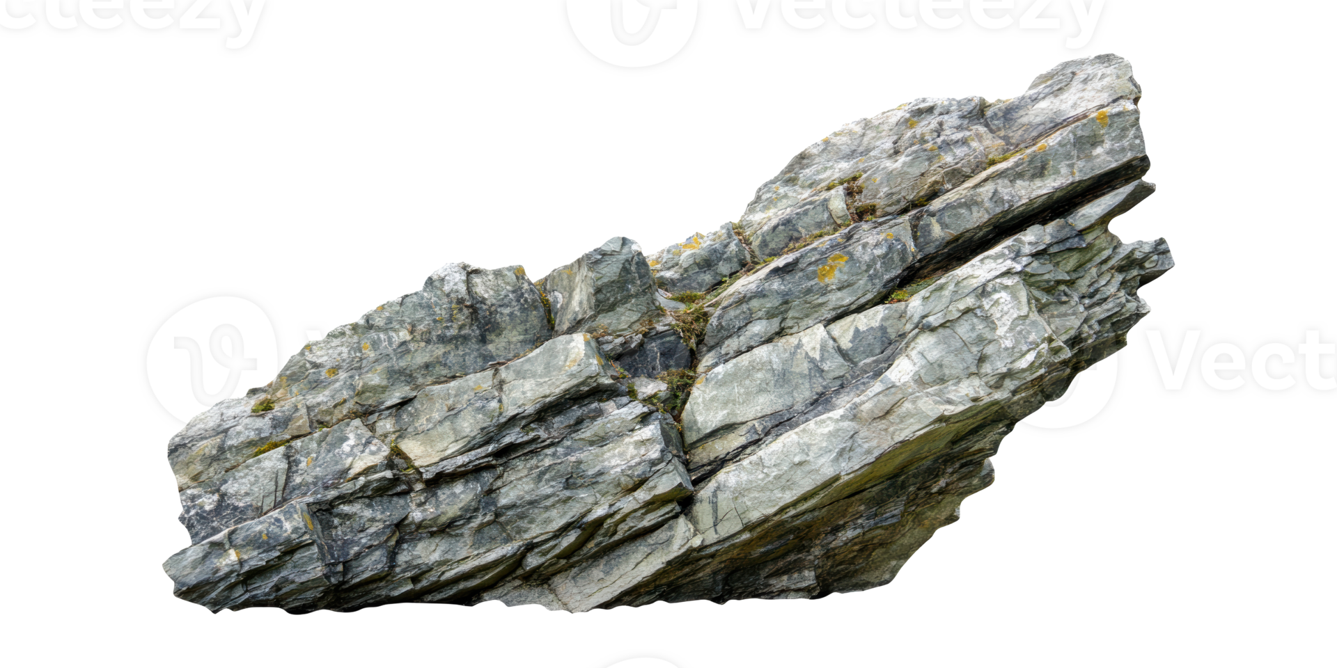 Large jagged rock isolated on transparent background png