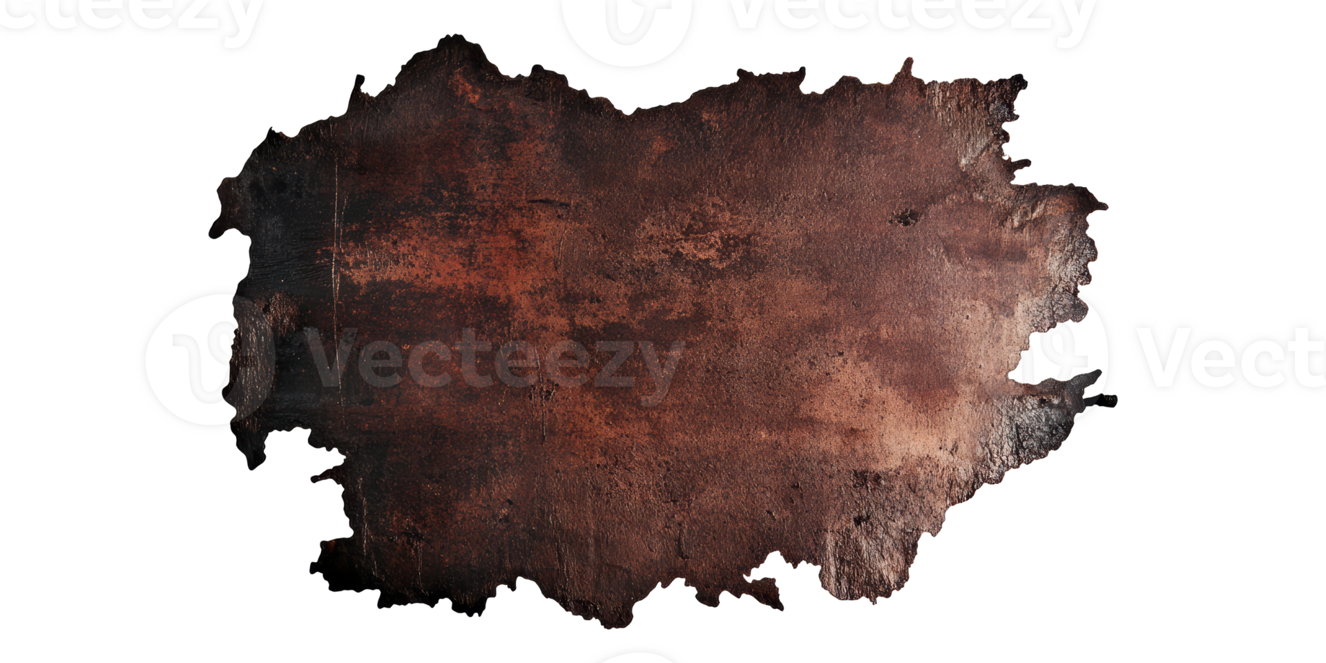 Rustic torn metal sheet texture isolated on transparent background png