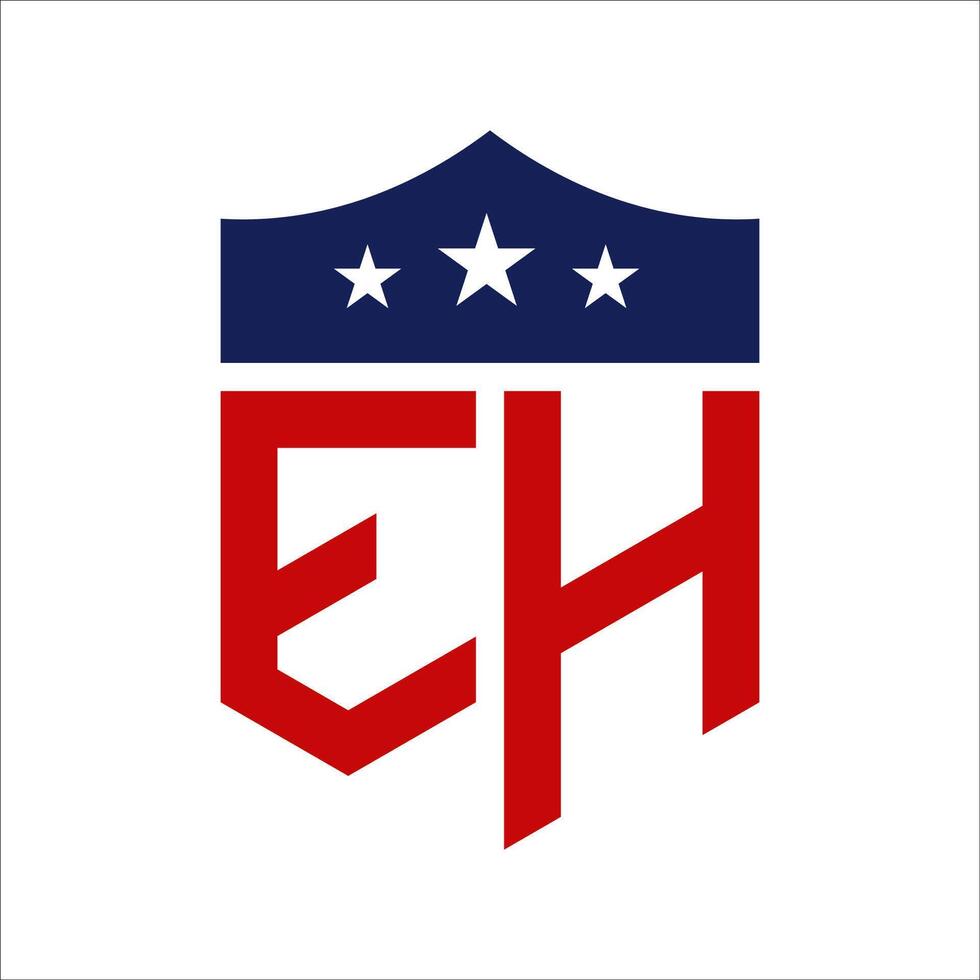 Patriotic EH Logo Design. Letter EH Patriotic American Logo Design for Political Campaign and any USA Event. vector
