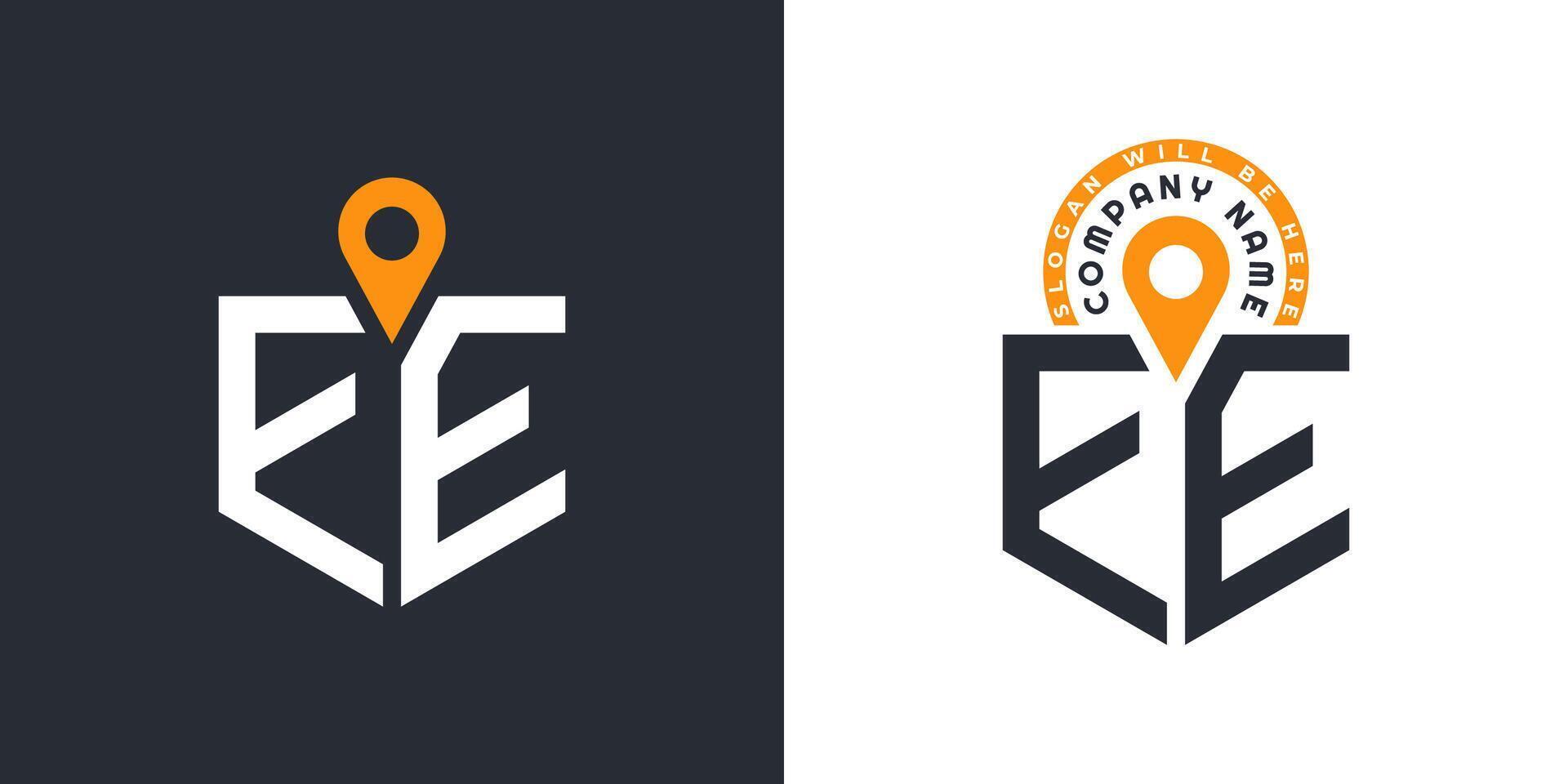 EE Location Logo Bundle. Letter EE Logo Dual Icons for Recruitment and Navigation vector