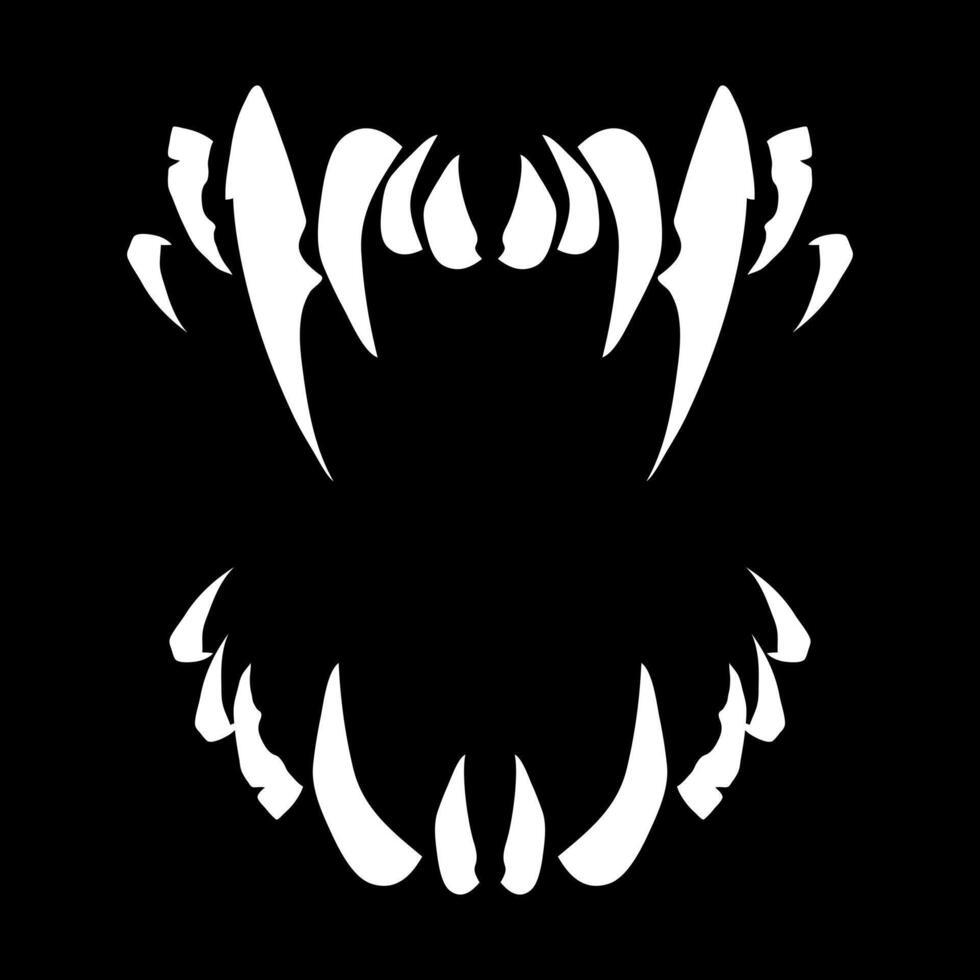 Terrible jaws of a beast with white sharp teeth. Vampire teeth for Halloween. vector